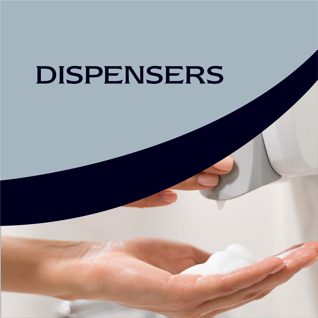 Dispensers for sanitisers, hand soaps and paper hygiene