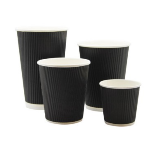 8oz Black Ripple Coffee Cups