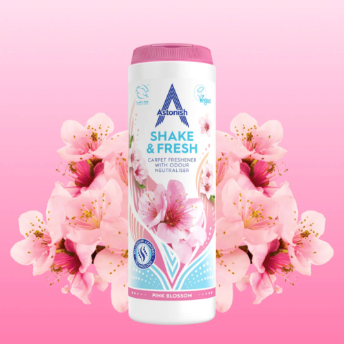 Astonish Shake & Fresh Carpet Freshener Pink Blossom 350g
