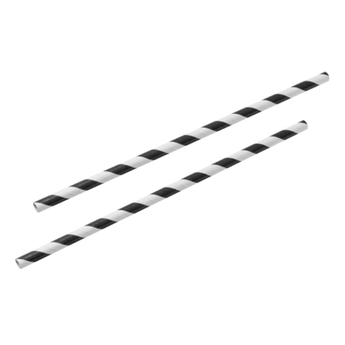 Paper Straw Black & White Stripe 8"