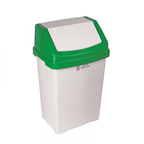 50L Green lid white swing bin