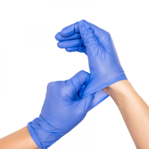 Large blue unpowdered nitrile gloves