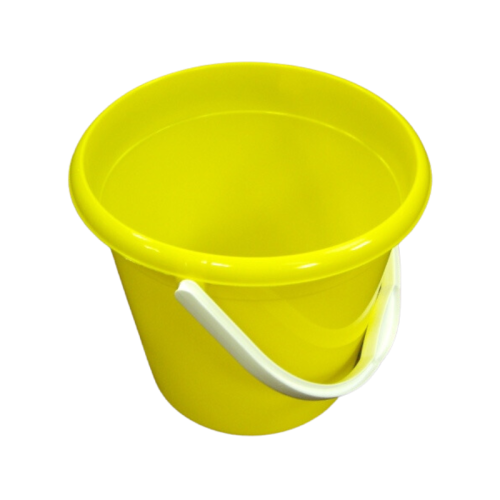 Yellow Round Plastic Bucket with Handle 9L