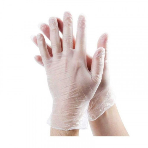 small clear unpowdered vinyl gloves