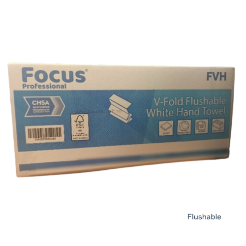 2Ply White V-Fold Flushable Paper Hand Towels