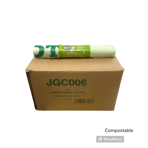 Compostable 240L Wheelie Bin Liners Green 39" x 69"