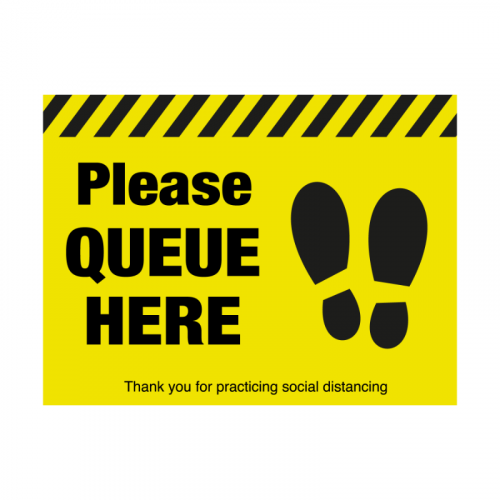 400mm 'Please Queue Here' with Symbol Floor Graphic SD040