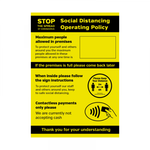 A3 Size Social Distancing Operating Policy SD051