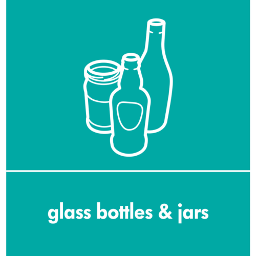 Recycling Sticker - Glass Bottles & Jars (Teal)