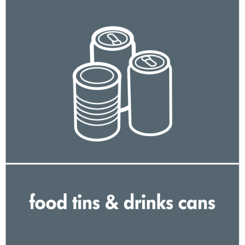 Recycling Sticker - Food Tins & Drinks Cans (Grey)