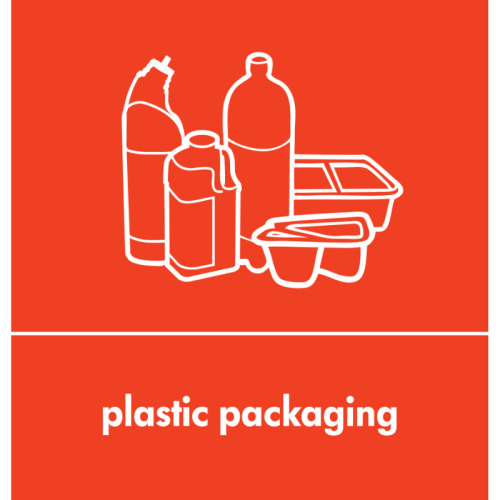 Recycling Sticker - Plastic Packaging (Red)