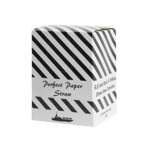 Paper Straw Black & White Stripe 5.5"