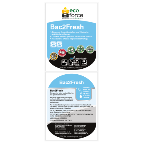 Trigger Spray Labels: Bac2Fresh - Front & Back Label