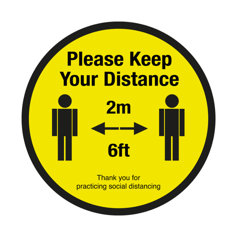 200mm 'Please Keep Your 2m Social Distance' Sticker